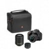 Pachet Manfrotto Essential, geanta foto + Manfrotto Pixi  mini trepied foto gri cu rosu